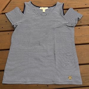 Michael Kors cold shoulder striped top, size M